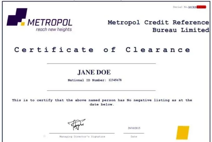 CRB Clearance Certificate