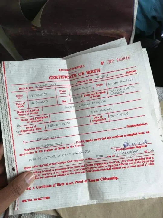 Birth certificate